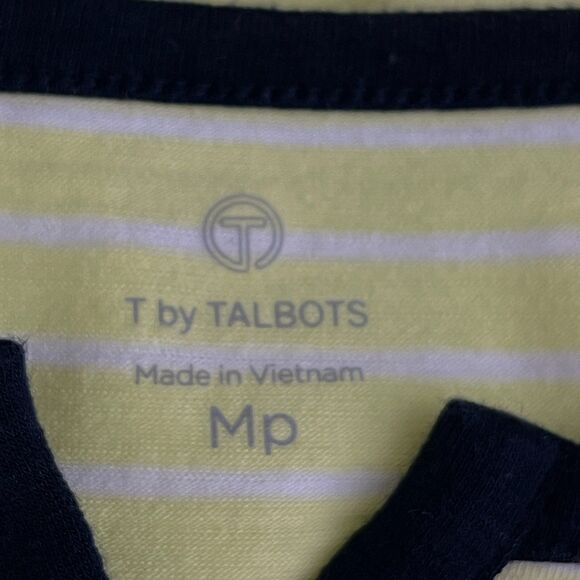 T by Talbots Split Neck Striped Long Sleeve Tee Women's Size Medium Petite - Picture 3 of 6